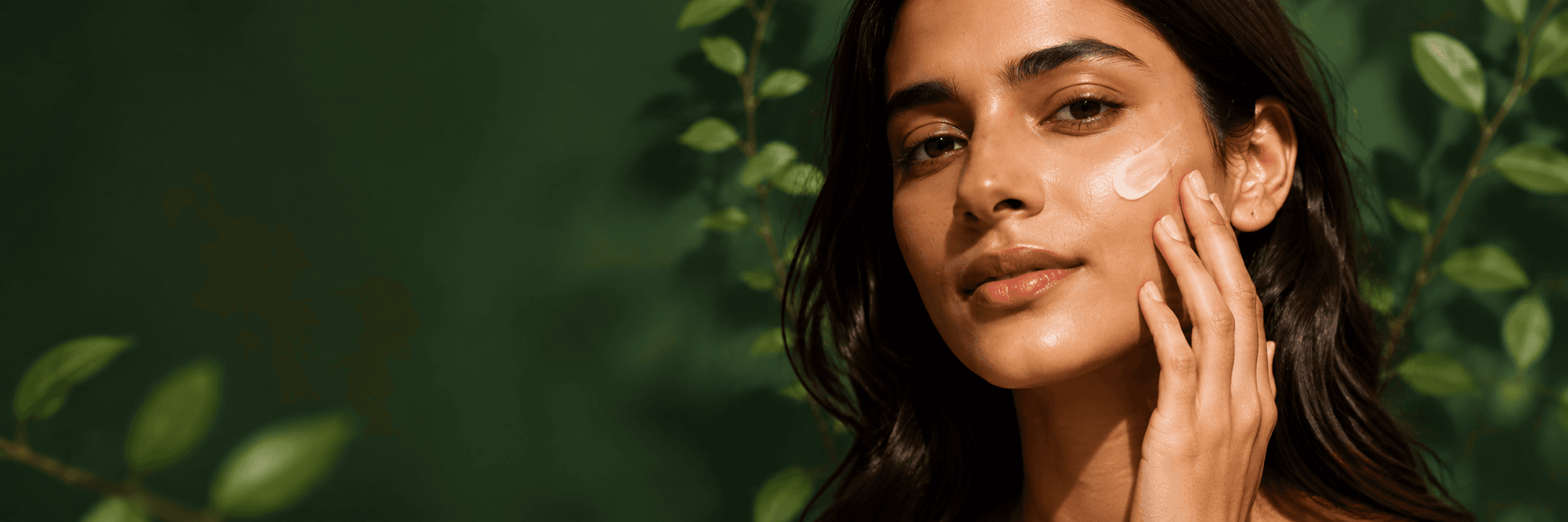 A woman with natural skin applying YAFA VANAM skincare