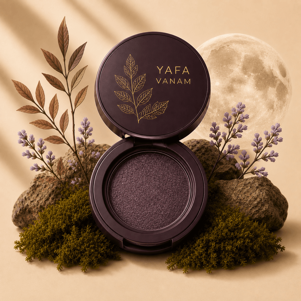 YAFA VANAM Moonveil Satin Shadow in shade Aubergine Plum